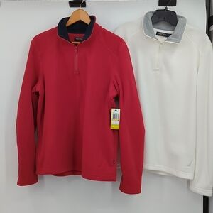 🎉 Two Half Zip Soft Cozy Fleece Sweatshirts Pullover. Red, White